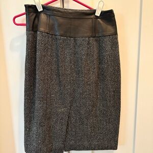 Theory Black and Gray Women's Skirt with Leather detail